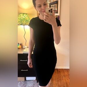Fitted black midi dress